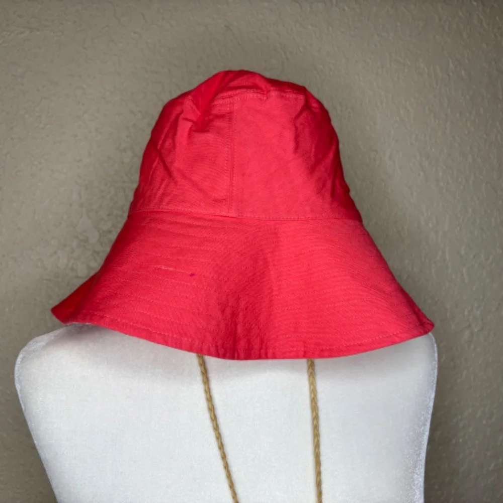 Coral White Reversible Lattice Print Nantucket Bucket Cloth Hat Women's One Size